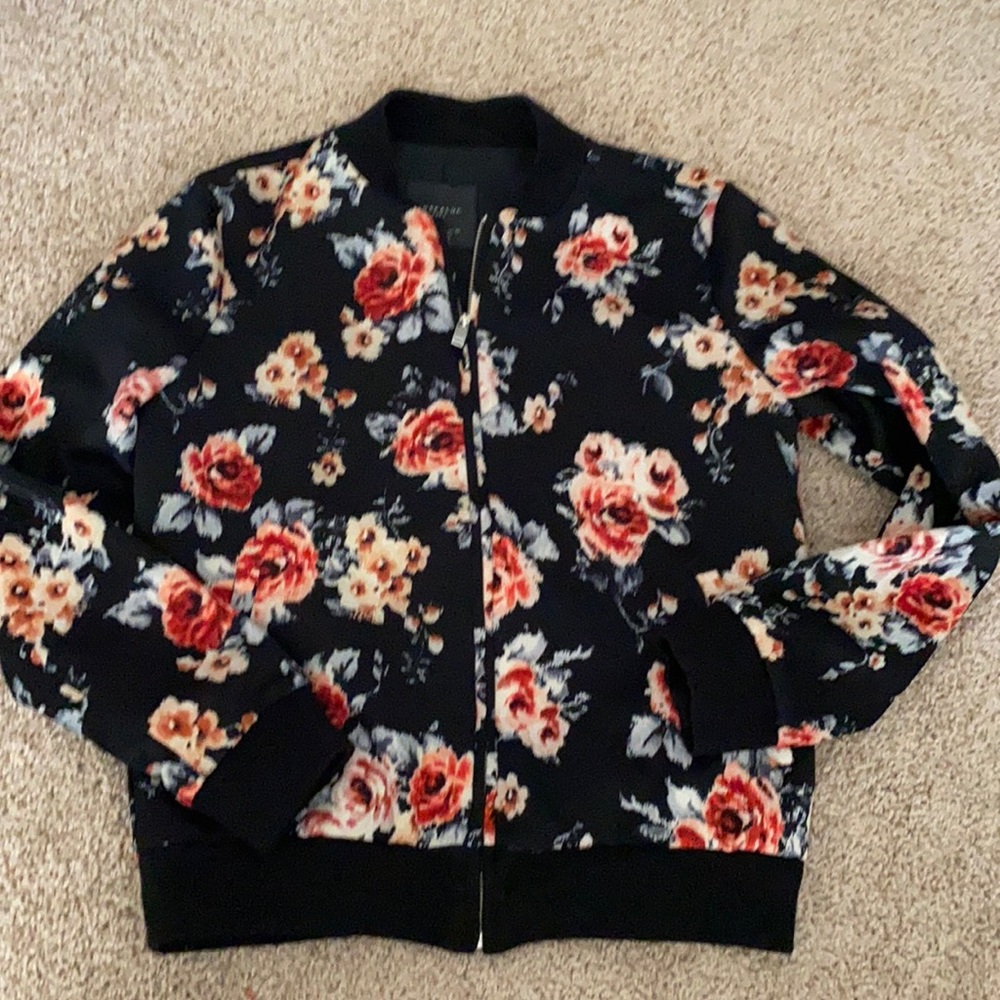Zara Trafaluc floral bomber jacket, S